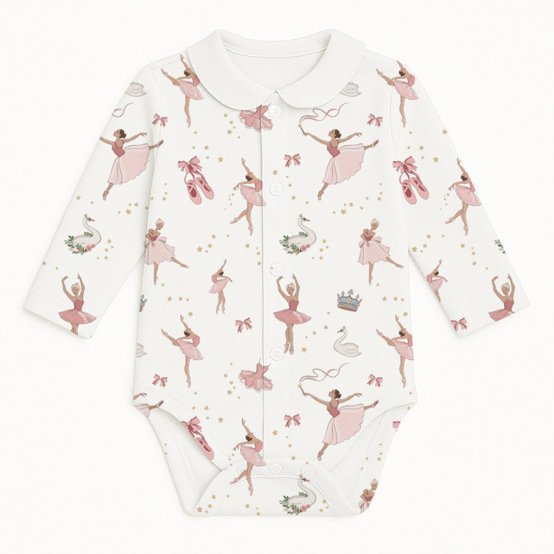 Printed Long-Sleeve Front Fastening Bodyvest with Collarf for Babies BLS005CL OPERA Printed Long-Sleeve Front Fastening Bodyvest with Collarf for Babies BLS005CL OPERA