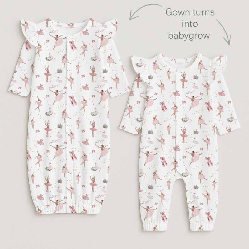 Baby converter gown with ruffles for girls TR002 OPERA