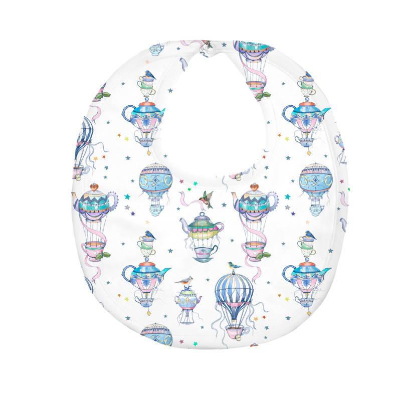 Baby Bib with Picot Trim BIB005 Time for tea Baby Bib with Picot Trim BIB005 Time for tea