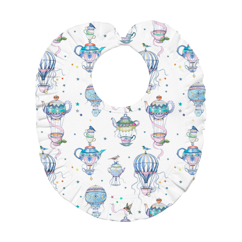 Baby Bib with Ruffles for girl BIB006 Time for tea Baby Bib with Ruffles for girl BIB006 Time for tea