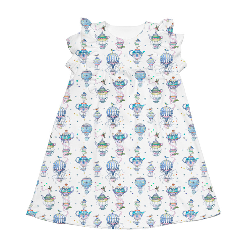 Supima Cotton Night Dress with Ruffle DR018 Time for tea Supima Cotton Night Dress with Ruffle DR018 Time for tea