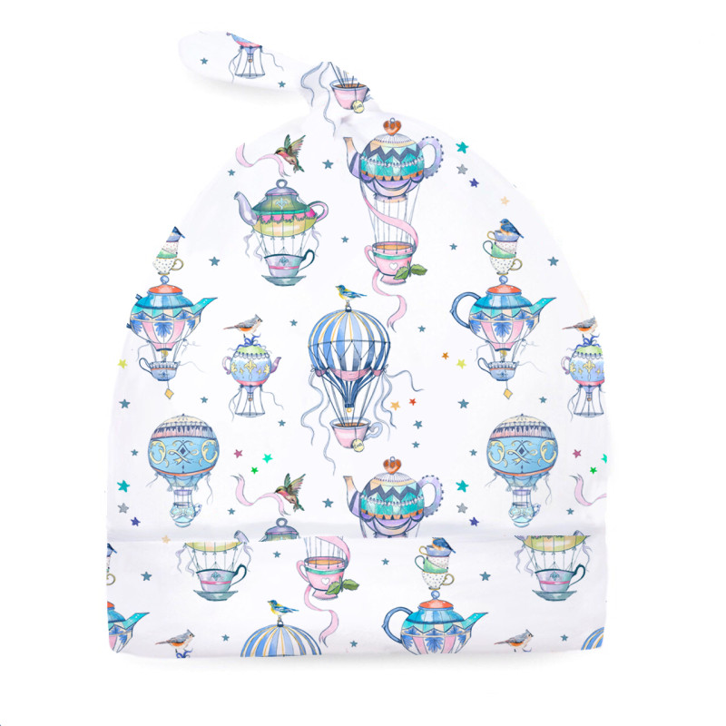 Supima Cotton Layette Hat with Knot H003 Time for tea Supima Cotton Layette Hat with Knot H003 Time for tea