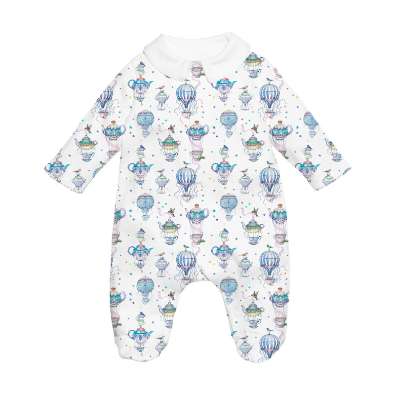 Babygrow with collar 100% pima cotton with K063 Time for tea