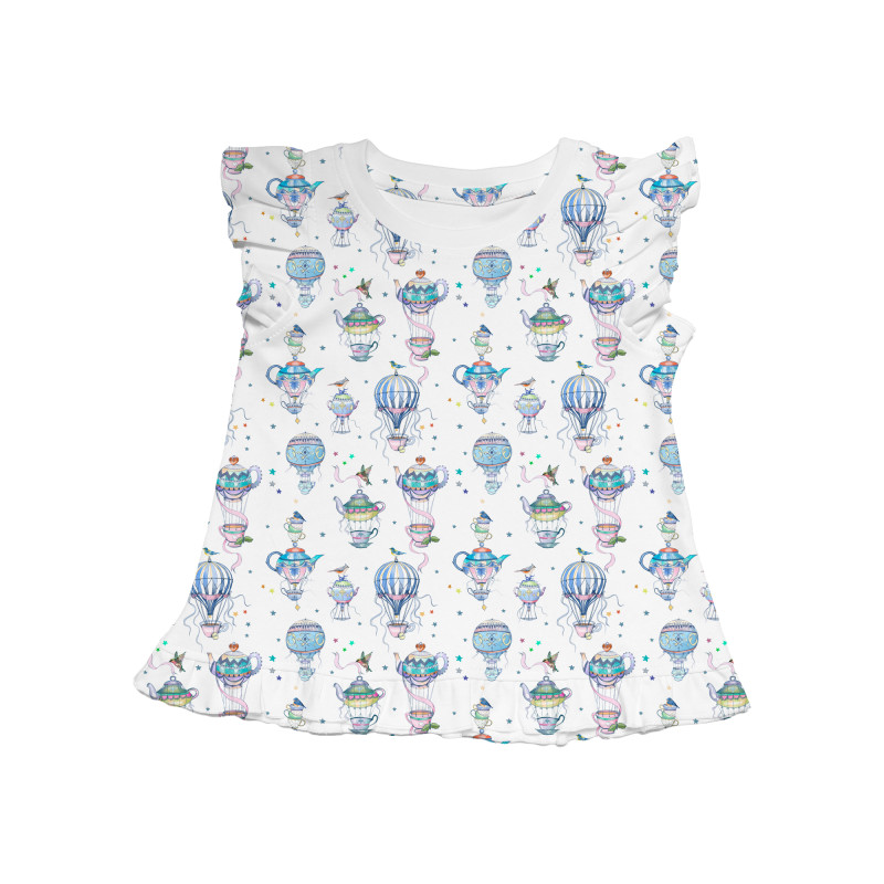 Frill Trim Sleeveless Top for Girls TSH003 Time for tea