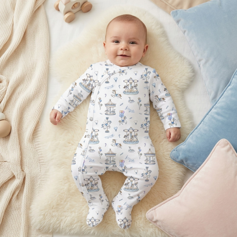 Babygrow for baby with Side Opening K020 Bonbon Blue Babygrow for baby with Side Opening K020 Bonbon Blue