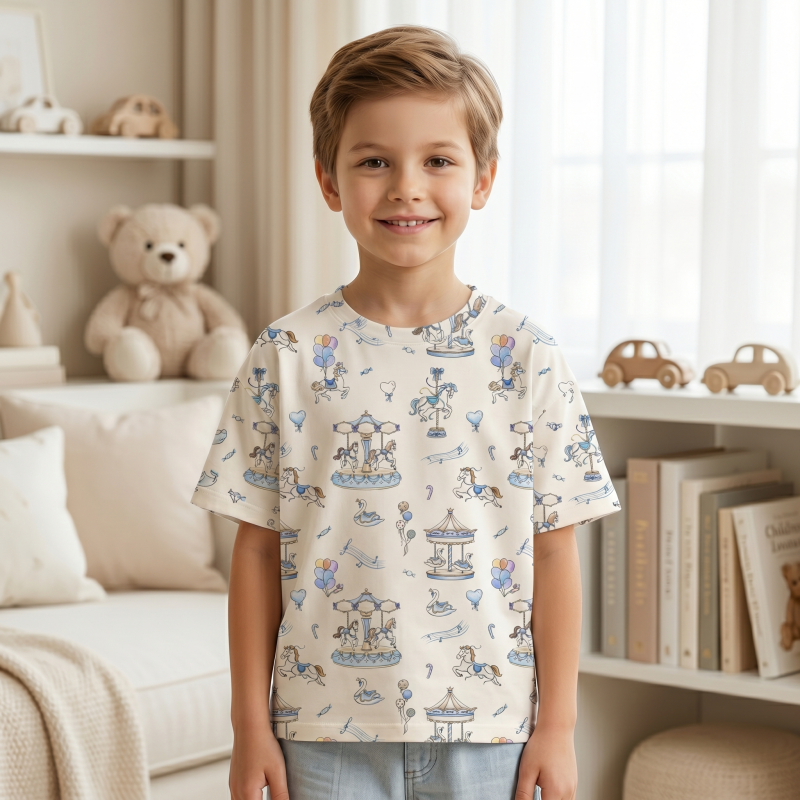 Short Sleeve T-shirt for Boys and Girls TSH001 Bonbon Blue Short Sleeve T-shirt for Boys and Girls TSH001 Bonbon Blue