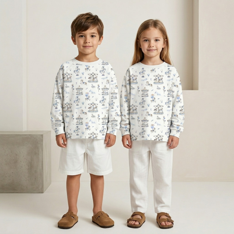 Long Sleeve T-shirt for Boys and Girls TSH002 Bonbon Blue Long Sleeve T-shirt for Boys and Girls TSH002 Bonbon Blue