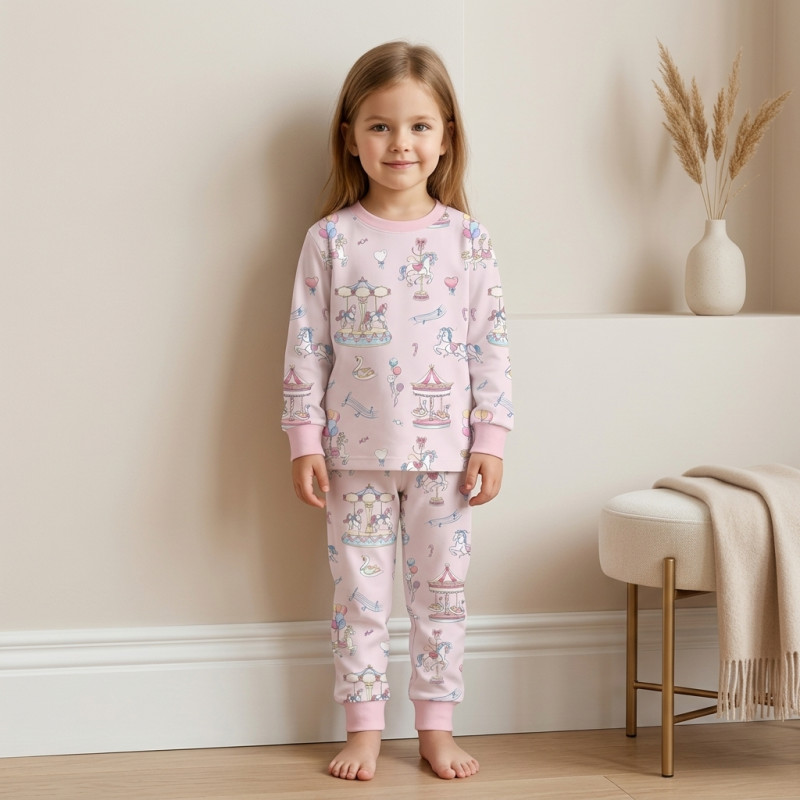 Pyjama long sleeve 100% organic pima Cotton PJ001 Bonbon Pink Pyjama long sleeve 100% organic pima Cotton PJ001 Bonbon Pink
