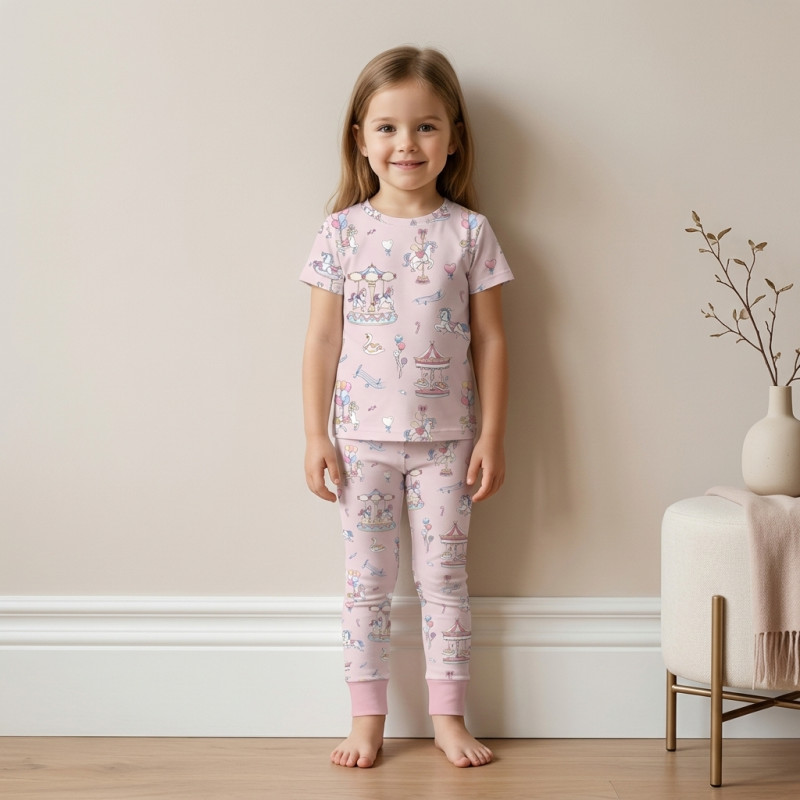 Patterned Supima Cotton Pyjamas Set PJ008 Bonbon Pink Patterned Supima Cotton Pyjamas Set PJ008 Bonbon Pink