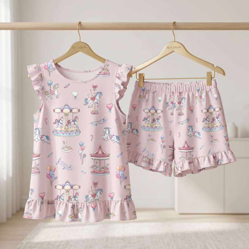 Доросла піжама PW107 короткий рукав і  шорти PW107  Bonbon Pink