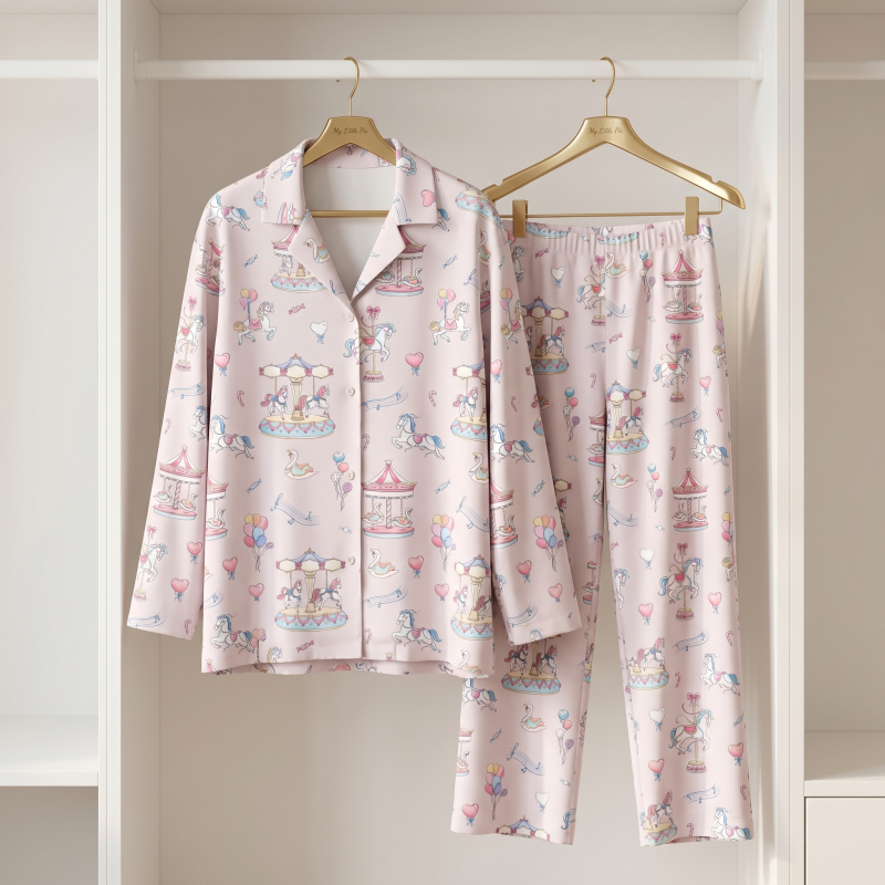 Luxury Children’s Pajama Set with English Collar – Organic Pima Cotton PJ022 BONBON PINK