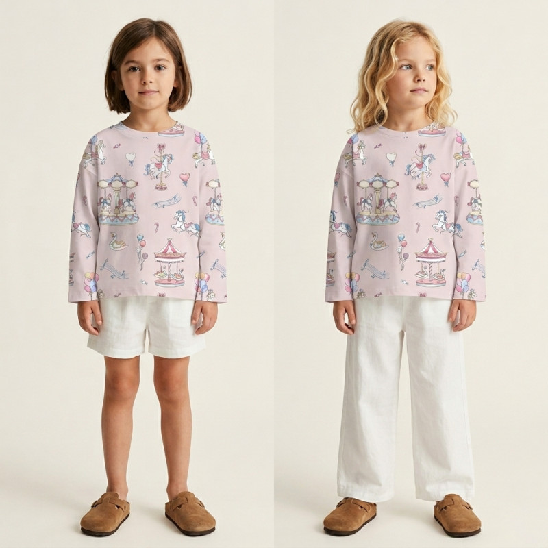 Long Sleeve T-shirt for Boys and Girls TSH002 BONBON PINK