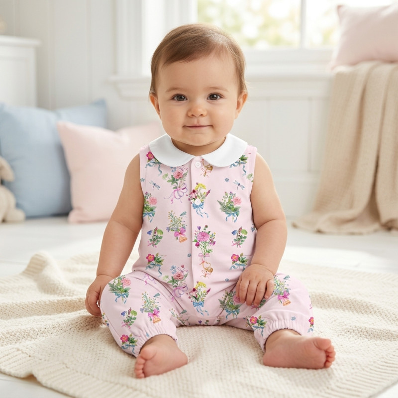 Long Supima Cotton Shortie with Sleeves and Collar R009CL BOQUETTE