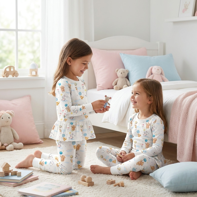 Girls Supima Cotton Pyjamas with Long Sleeves — PJ009