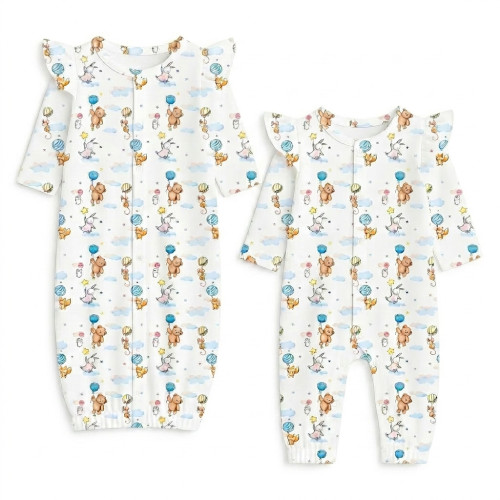 Baby converter gown with ru..