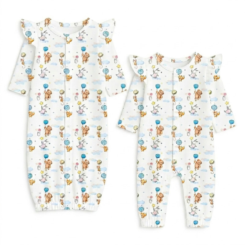Baby converter gown with ruffles for girls TR002 Baby converter gown with ruffles for girls TR002