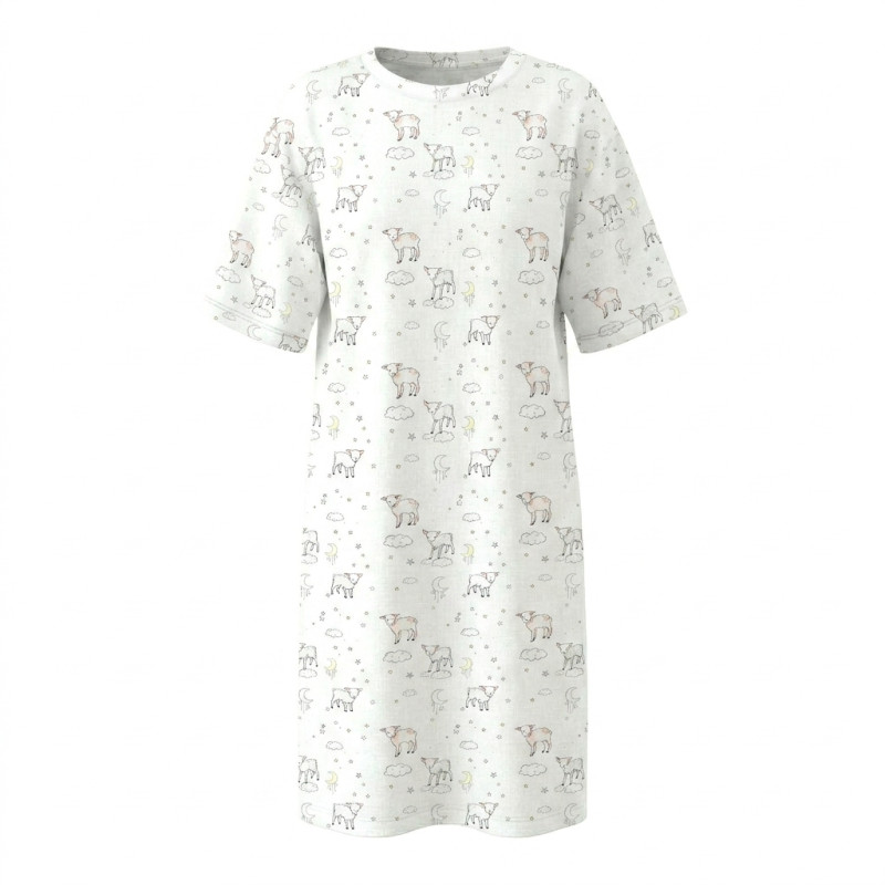 Чарівна нічна сукня з рюшами та довгим рукавом з бавовни Supima DR020 LITTLE LAMB