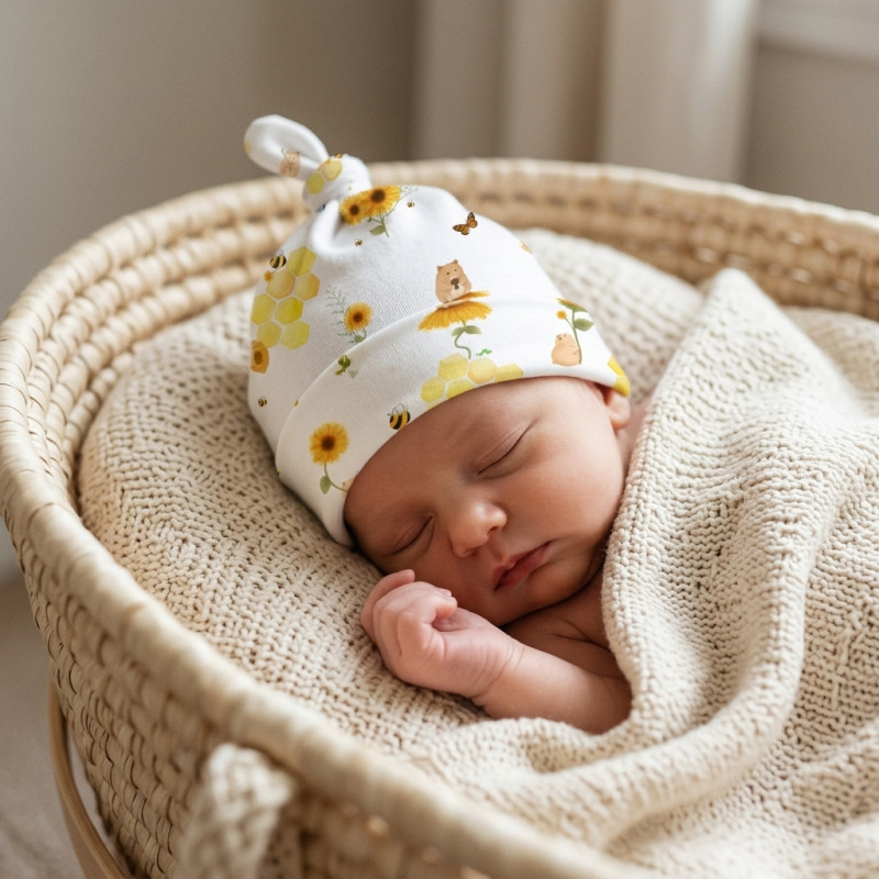 Supima Cotton Layette Hat with Knot H003 Supima Cotton Layette Hat with Knot H003