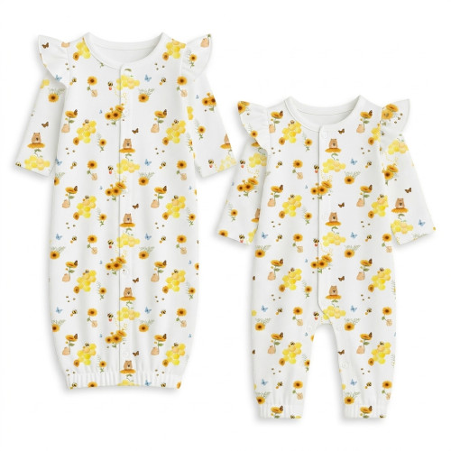 Baby converter gown with ru..