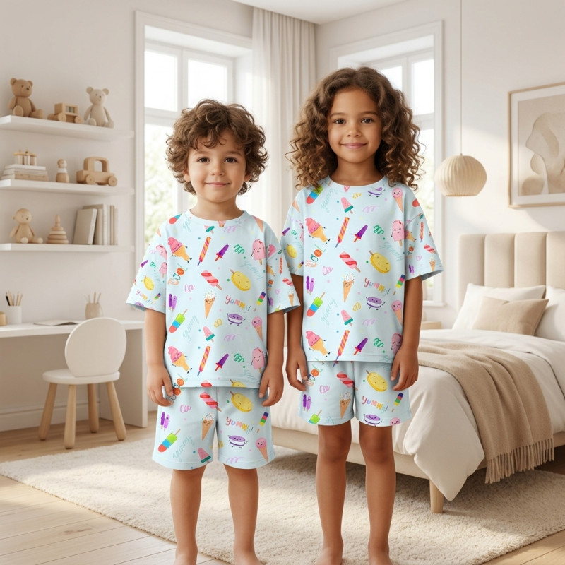 Pyjama short sleeve 100% organic pima Cotton PJ006