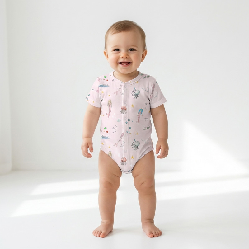 Printed Short-Sleeve Front Fastening Bodyvest for Babies BSHL009 Printed Short-Sleeve Front Fastening Bodyvest for Babies BSHL009