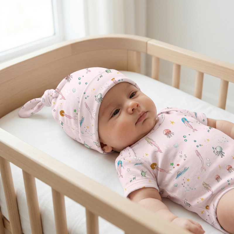 Supima Cotton Layette Hat with Knot H003