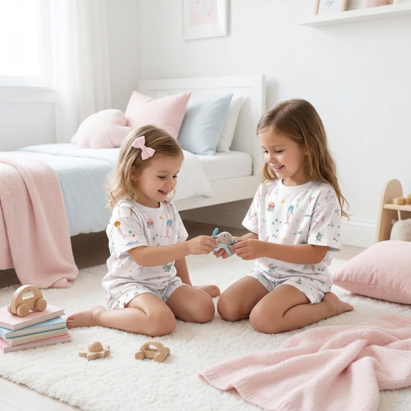 Pyjama short sleeve 100% organic pima Cotton PJ006