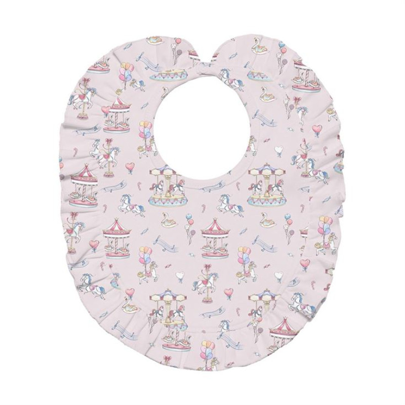 Baby Bib with Ruffles for girl BIB006 Bonbon Pink