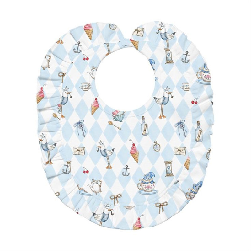 Baby Bib with Ruffles for girl BIB006 Diamond Blue Baby Bib with Ruffles for girl BIB006 Diamond Blue