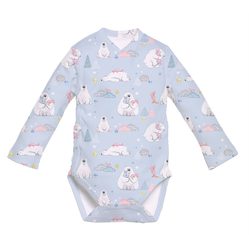 Printed Long-Sleeve Kimono Bodyvest for Babies BLS004