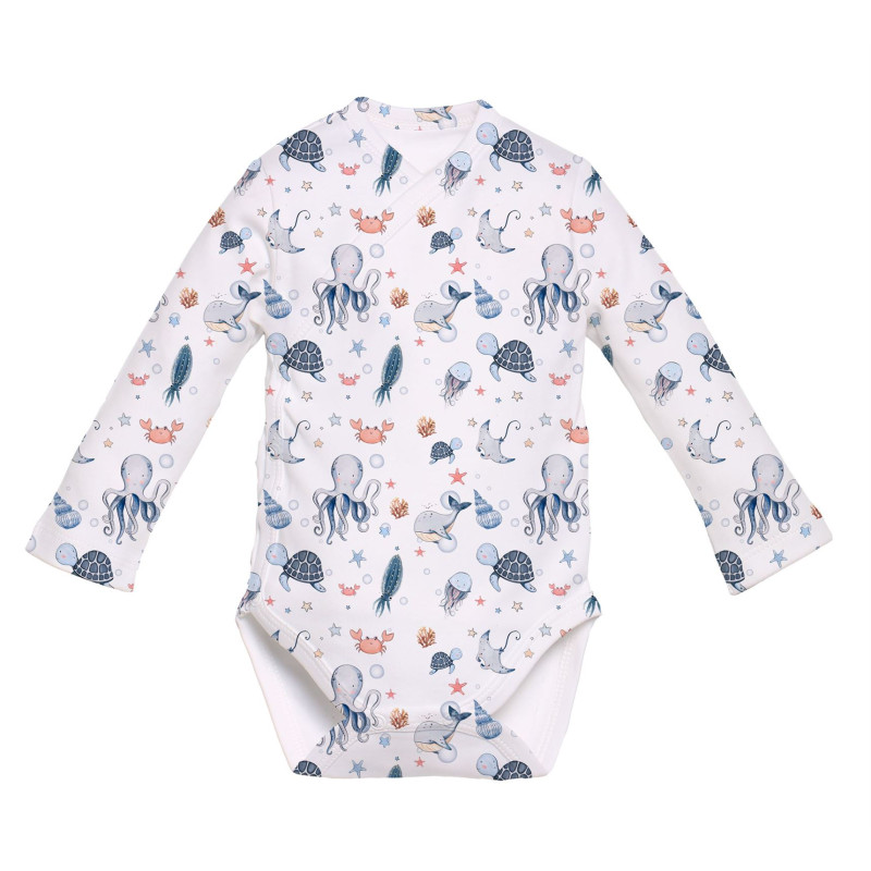 Printed Long-Sleeve Kimono Bodyvest for Babies BLS004