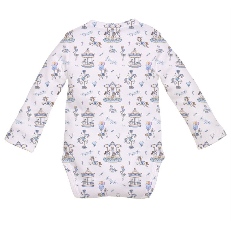 Printed Long-Sleeve Front Fastening Bodyvest for Babies BLS005 Bonbon Blue Printed Long-Sleeve Front Fastening Bodyvest for Babies BLS005 Bonbon Blue