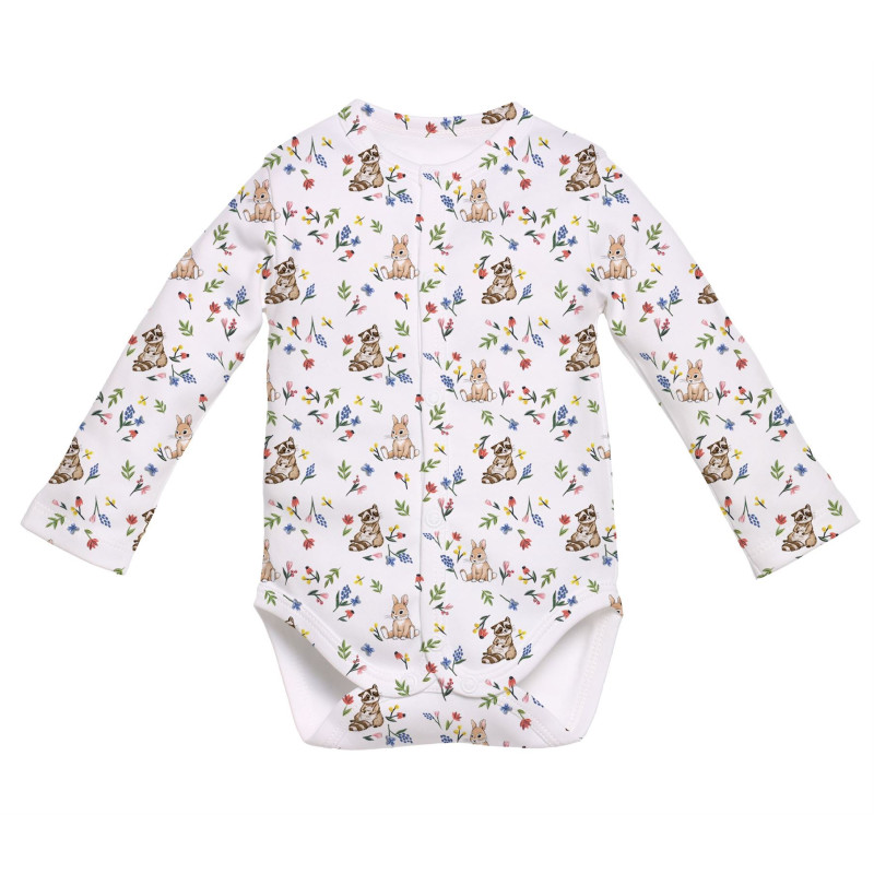 Printed Long-Sleeve Front Fastening Bodyvest for Babies BLS005 Printed Long-Sleeve Front Fastening Bodyvest for Babies BLS005