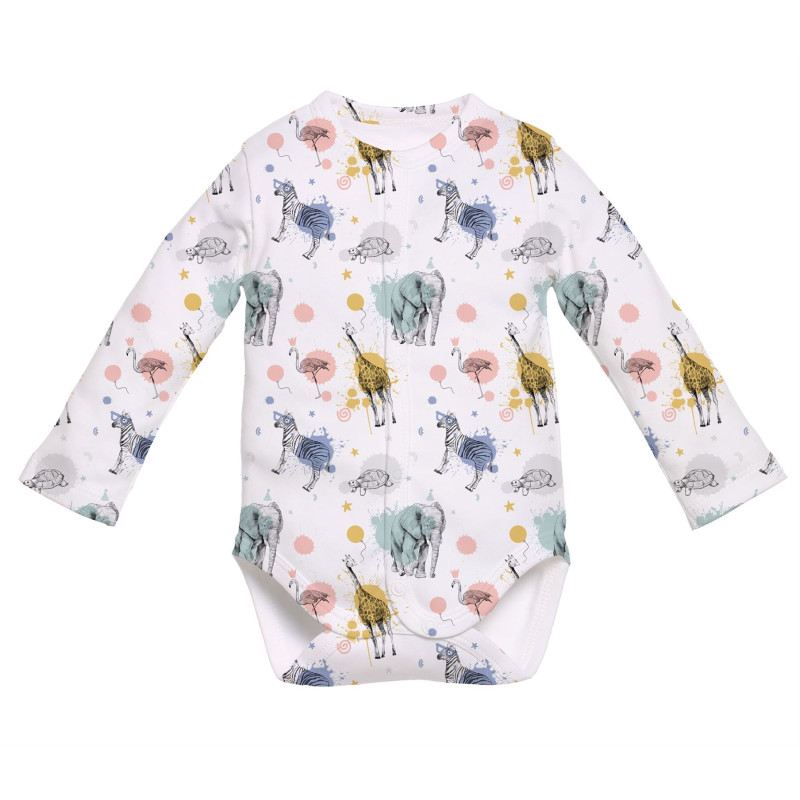 Printed Long-Sleeve Front Fastening Bodyvest for Babies BLS005 Printed Long-Sleeve Front Fastening Bodyvest for Babies BLS005