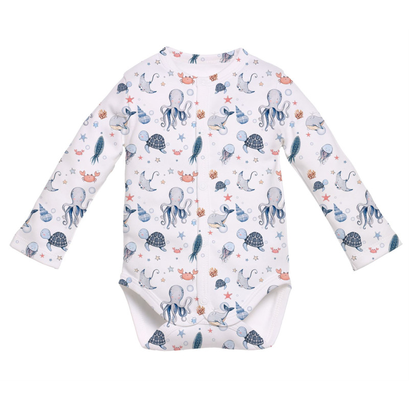 Printed Long-Sleeve Front Fastening Bodyvest for Babies BLS005 Printed Long-Sleeve Front Fastening Bodyvest for Babies BLS005