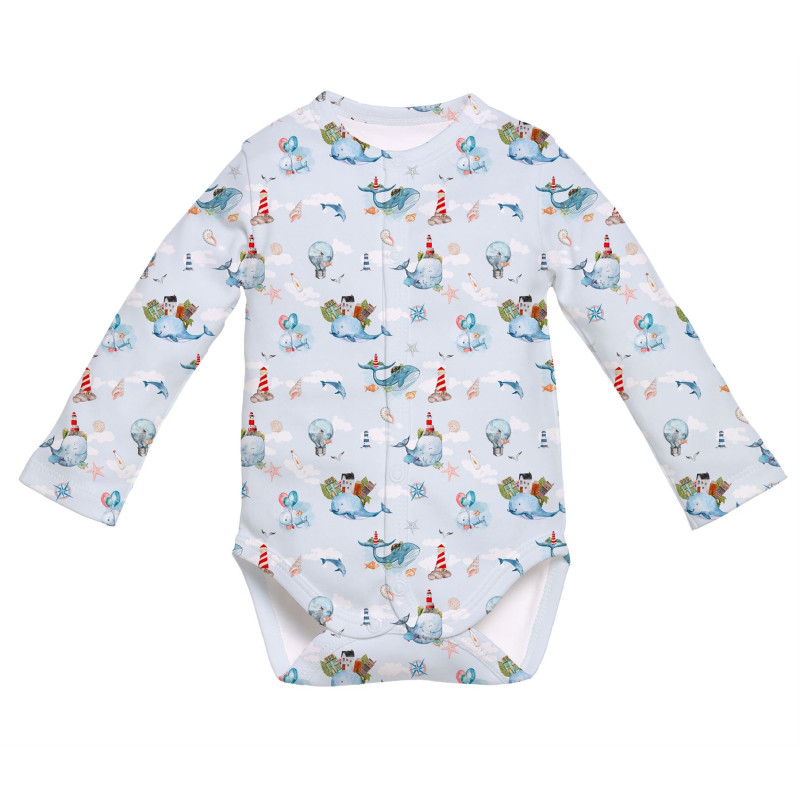 Printed Long-Sleeve Front Fastening Bodyvest for Babies BLS005