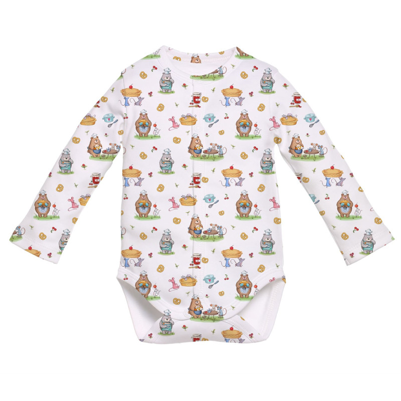 Printed Long-Sleeve Front Fastening Bodyvest for Babies BLS005 Printed Long-Sleeve Front Fastening Bodyvest for Babies BLS005