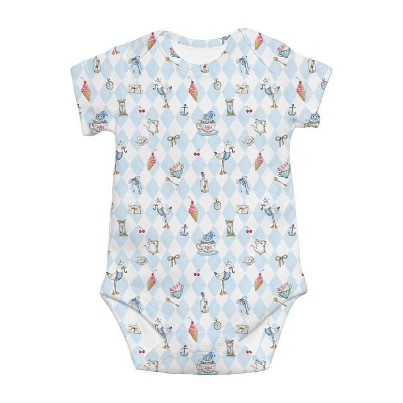 Printed Short-Sleeve Bodyvest for Babies BSHL001  Diamond Blue