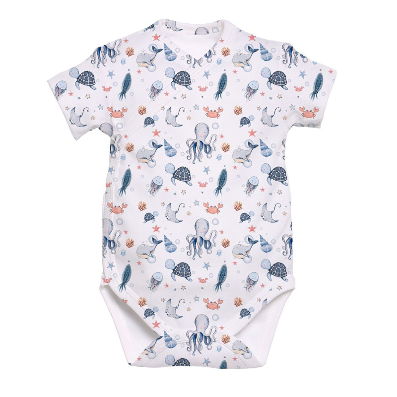Printed Short-Sleeve Kimono Bodyvest for Babies BSHL004 Printed Short-Sleeve Kimono Bodyvest for Babies BSHL004