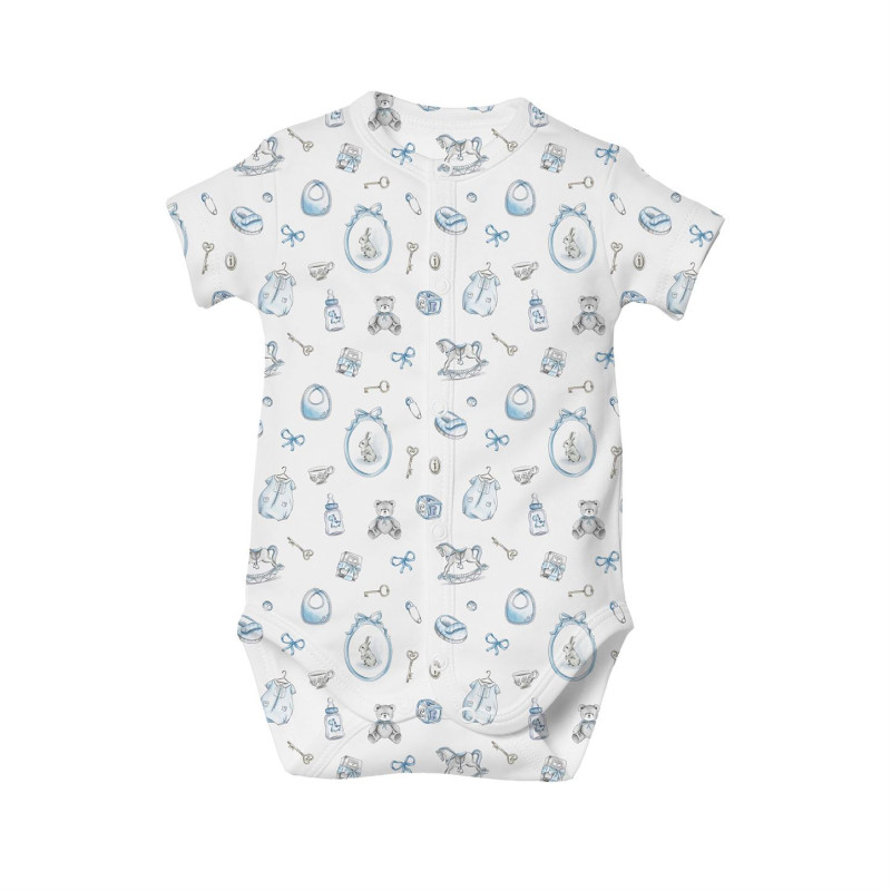 Printed Short-Sleeve Front Fastening Bodyvest for Babies BSHL009 Printed Short-Sleeve Front Fastening Bodyvest for Babies BSHL009