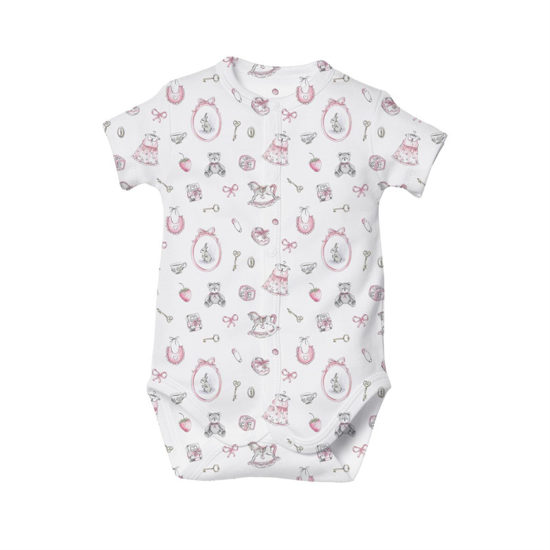 Printed Short-Sleeve Front Fastening Bodyvest for Babies BSHL009 Printed Short-Sleeve Front Fastening Bodyvest for Babies BSHL009