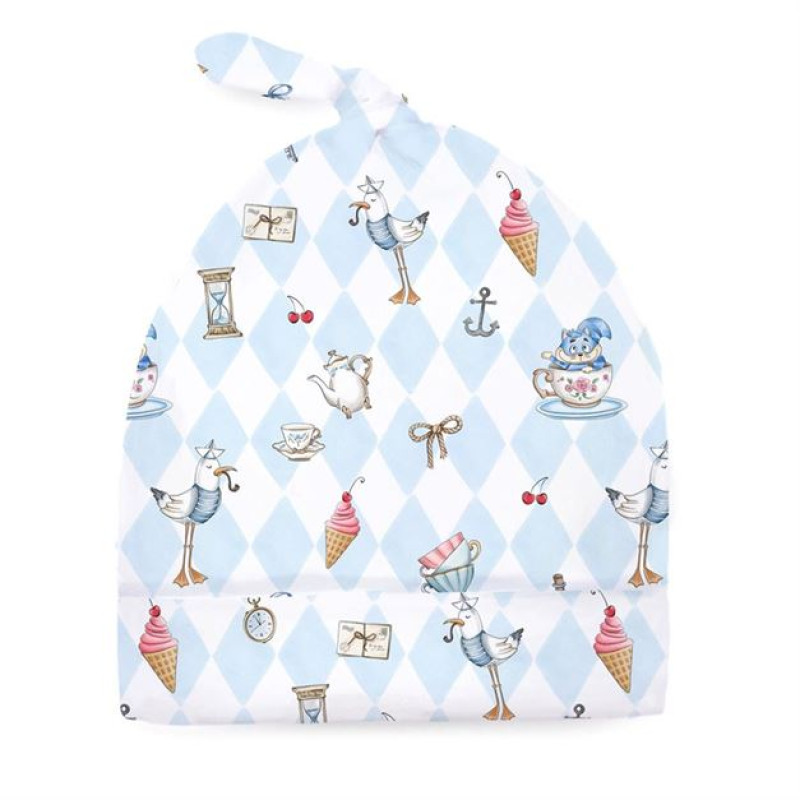 Supima Cotton Layette Hat with Knot H003 Diamond Blue