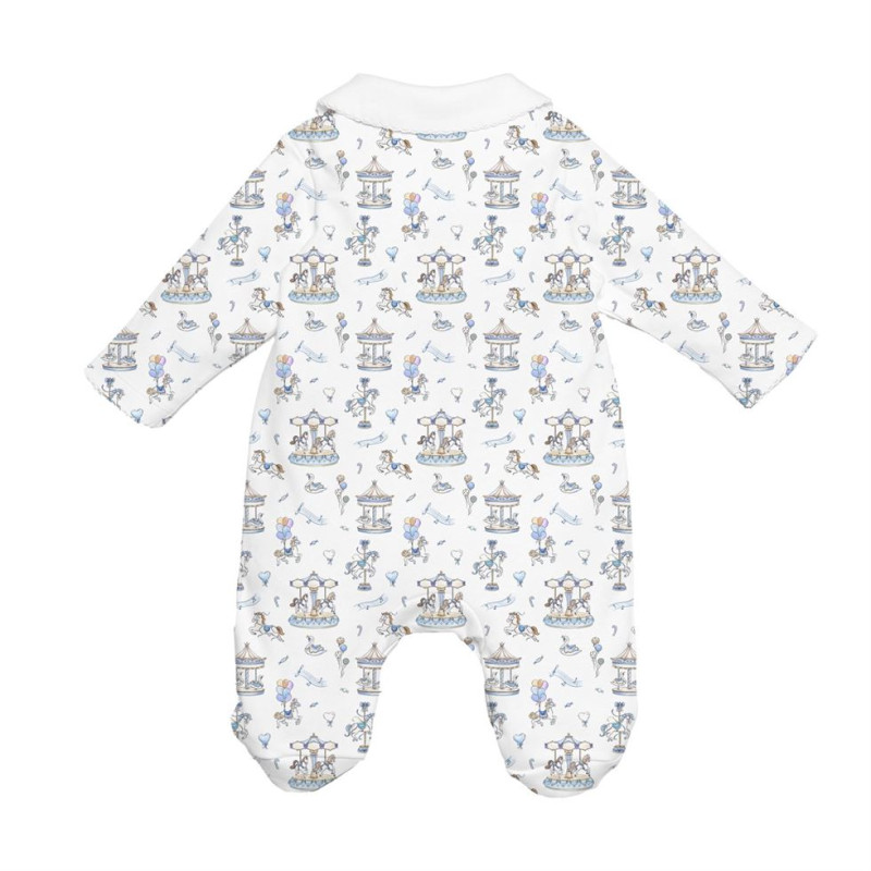 Babygrow with collar 100% pima cotton with K063 Bonbon Blue Babygrow with collar 100% pima cotton with K063 Bonbon Blue