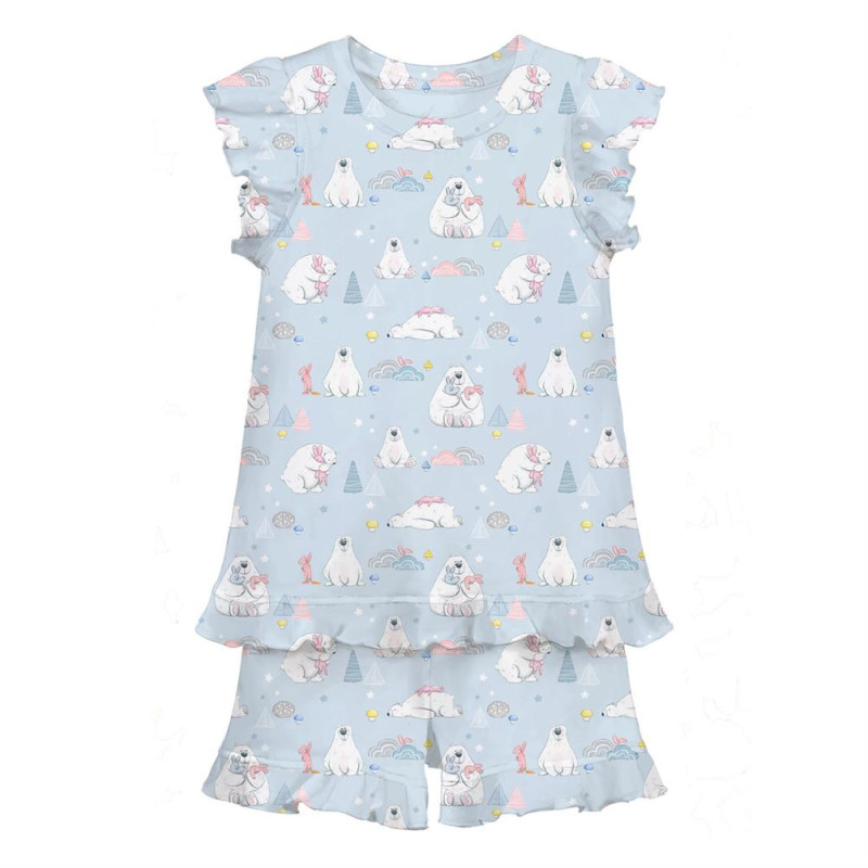 Short Supima Cotton Pyjamas with Ruffles – PJ007