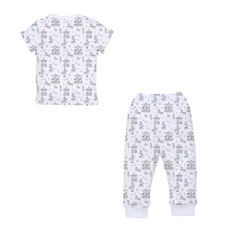 Patterned Supima Cotton Pyjamas Set PJ008 Bonbon Blue Patterned Supima Cotton Pyjamas Set PJ008 Bonbon Blue