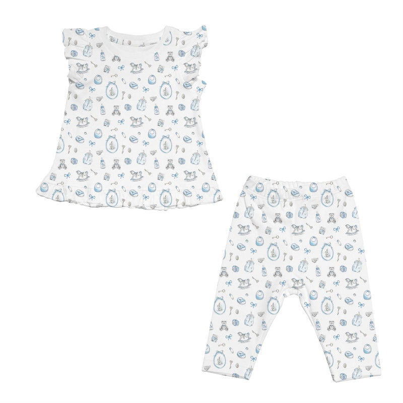 Girls Supima Cotton Pyjamas with Ruffles – PJ012 Girls Supima Cotton Pyjamas with Ruffles – PJ012