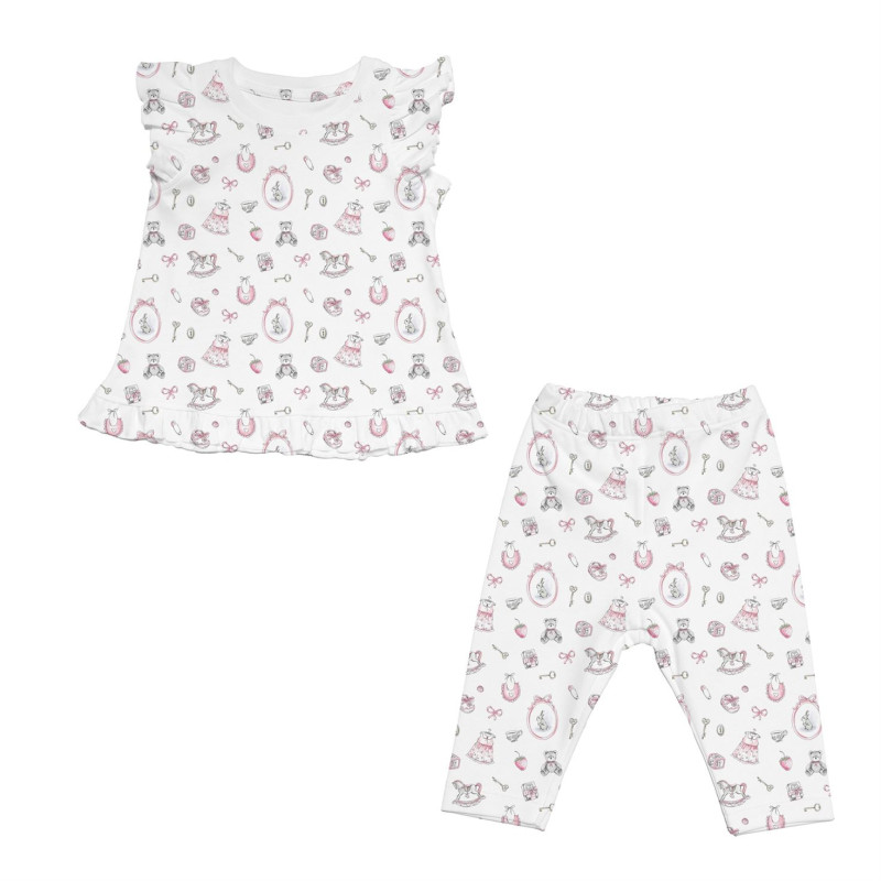 Girls Supima Cotton Pyjamas with Ruffles – PJ012 Girls Supima Cotton Pyjamas with Ruffles – PJ012