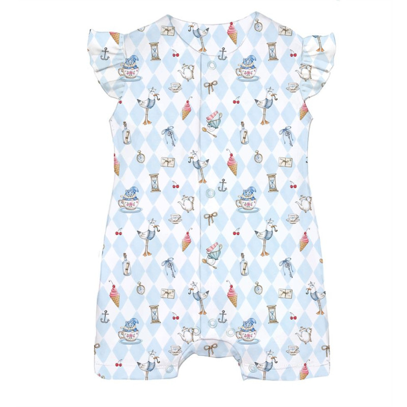 Supima Cotton Shortie with Ruffles – R007 Diamond Blue Supima Cotton Shortie with Ruffles – R007 Diamond Blue