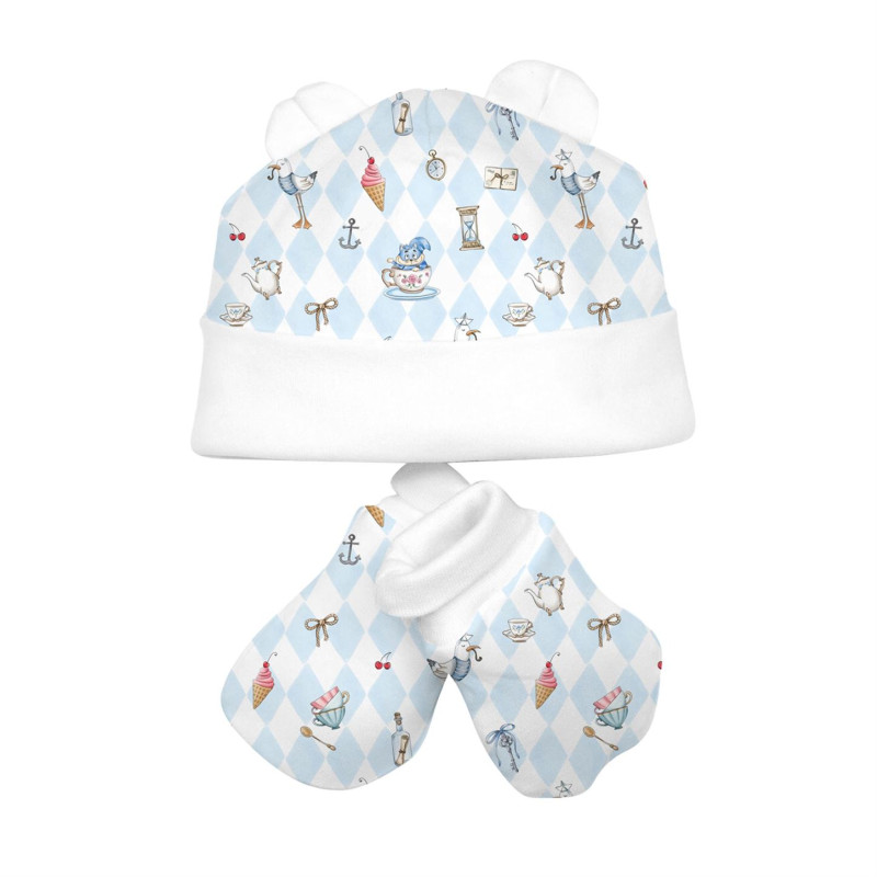 Hat and Mittens Set010 Diamond Blue Hat and Mittens Set010 Diamond Blue