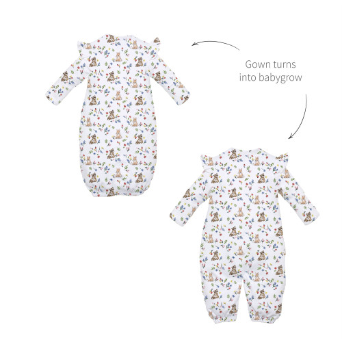 Baby converter gown with ru..